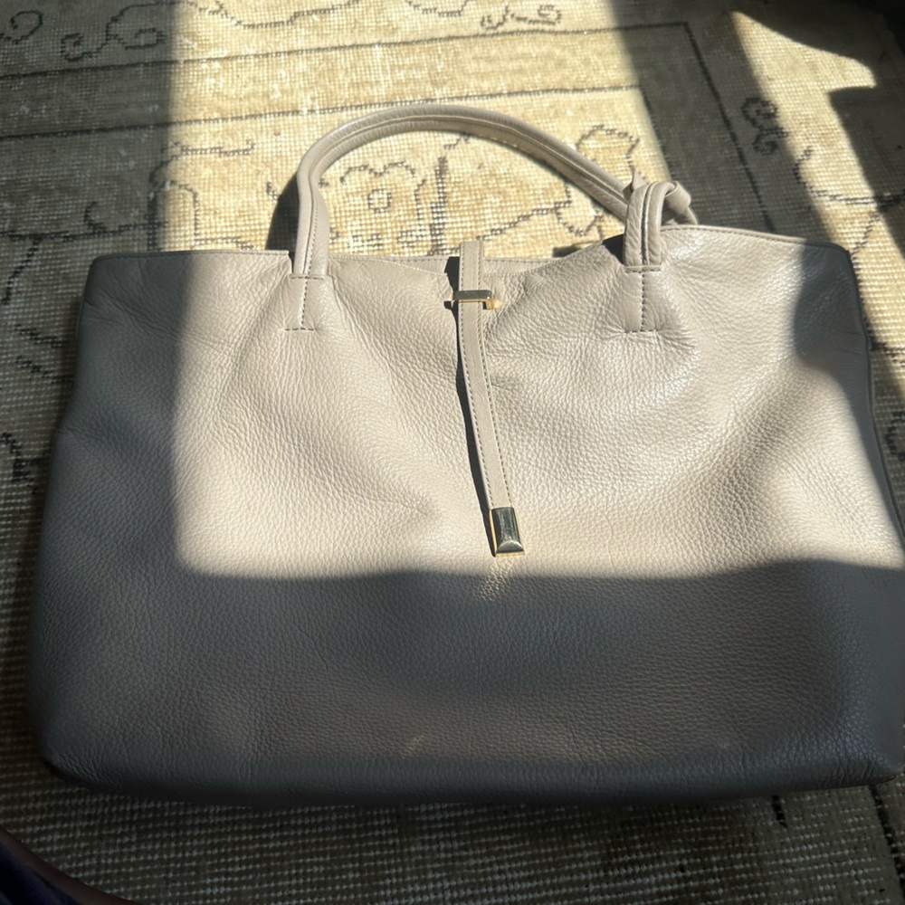 Vince Camuto beige Leather Tote Bag
